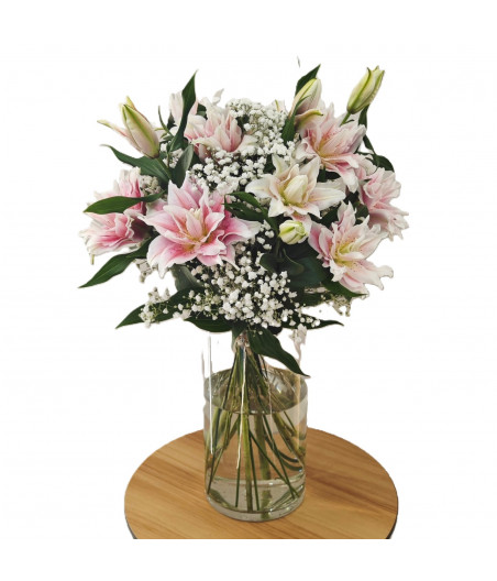 Ramo flores tonos rosas y blancos